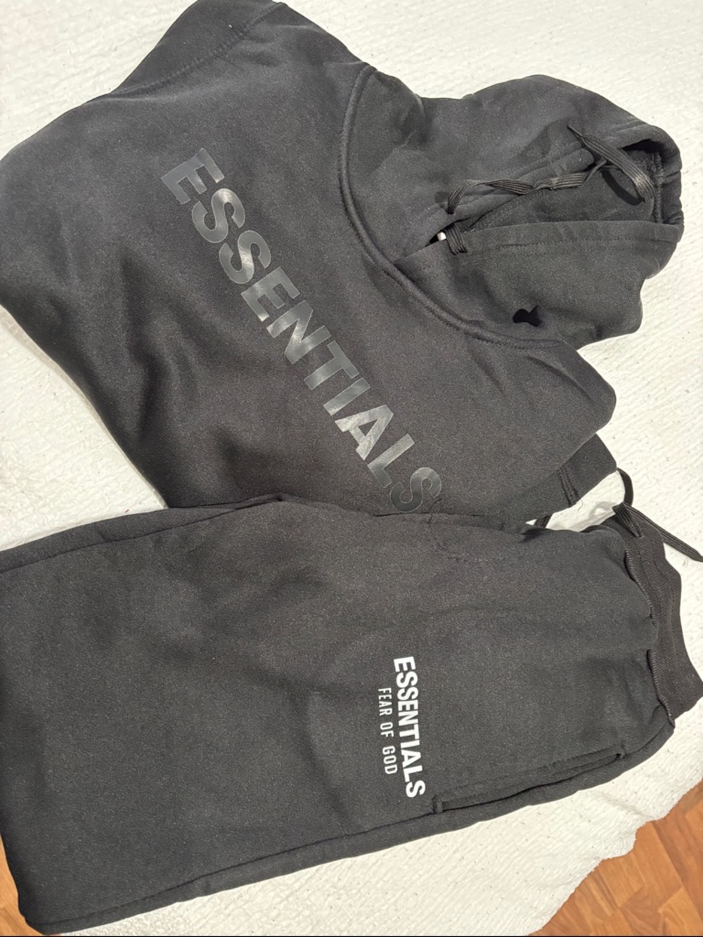 Unisex Fear of God Essentials Black Hoodie & Sweatpants Set. See Description